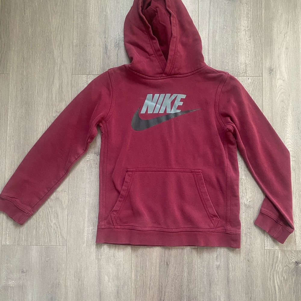 Nike Kids Burgundy Hoodie with Gray Logo